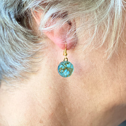 Murano plate glass round drop earrings