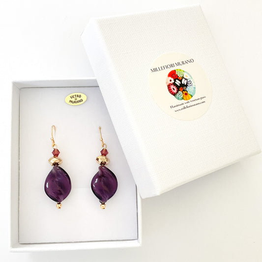 Murano glass twist bead earrings